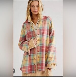 We The Free Summer Daydreams Plaid Buttondown Shirt. S.  NWT